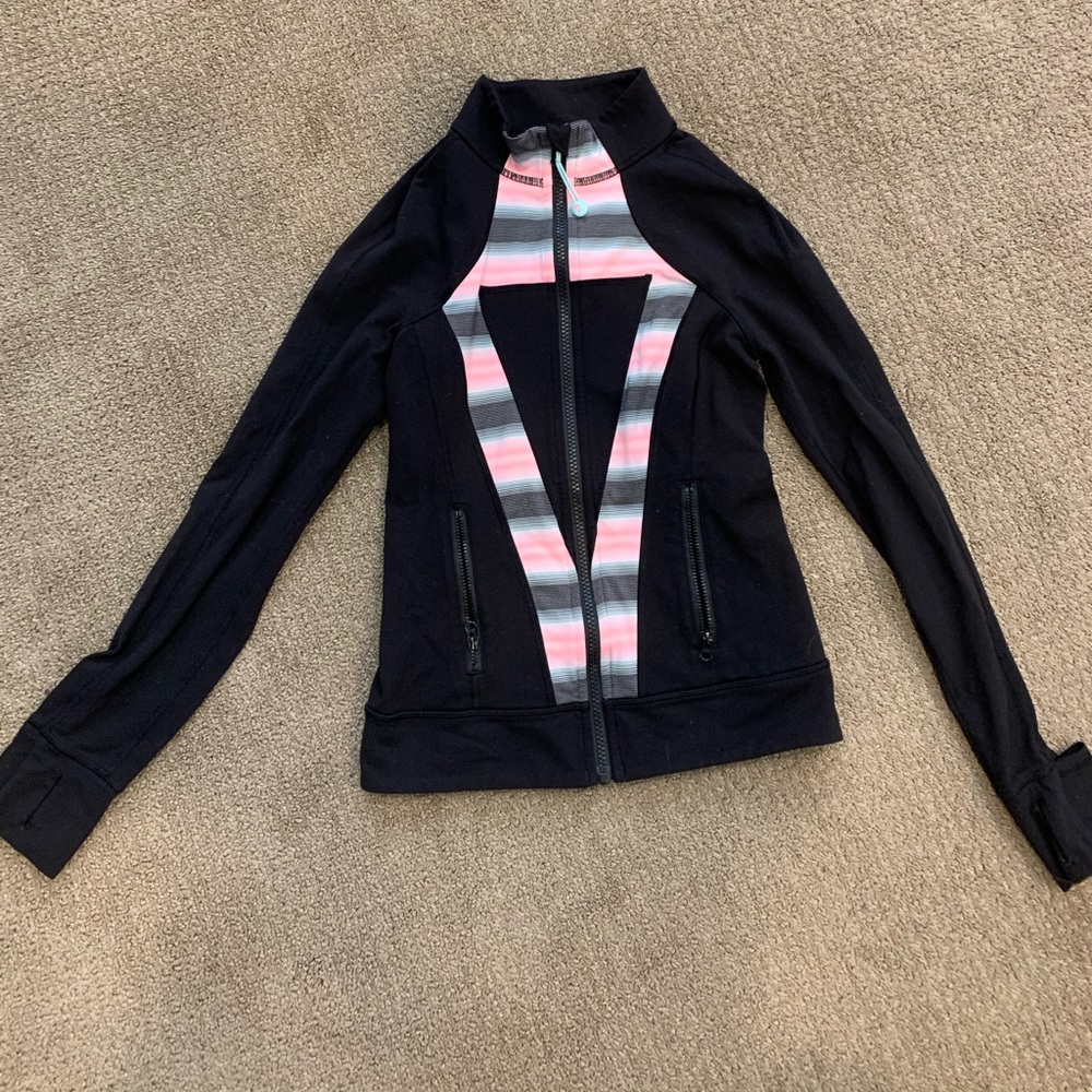 black ivivva jacket with pink and blue!! size 10